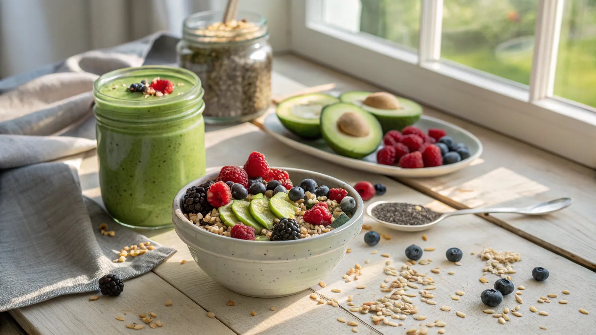 Näringsrika smoothies med hampa och chiafön