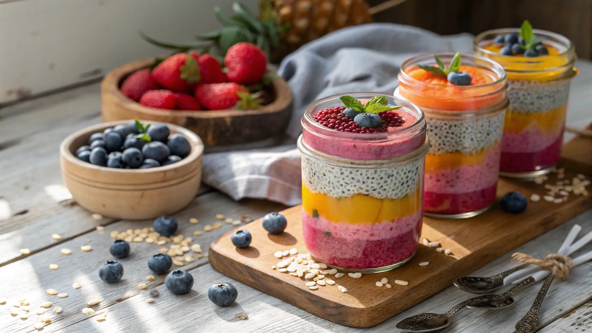 Nyttiga och färgglada chiapuddingar för hela familjen