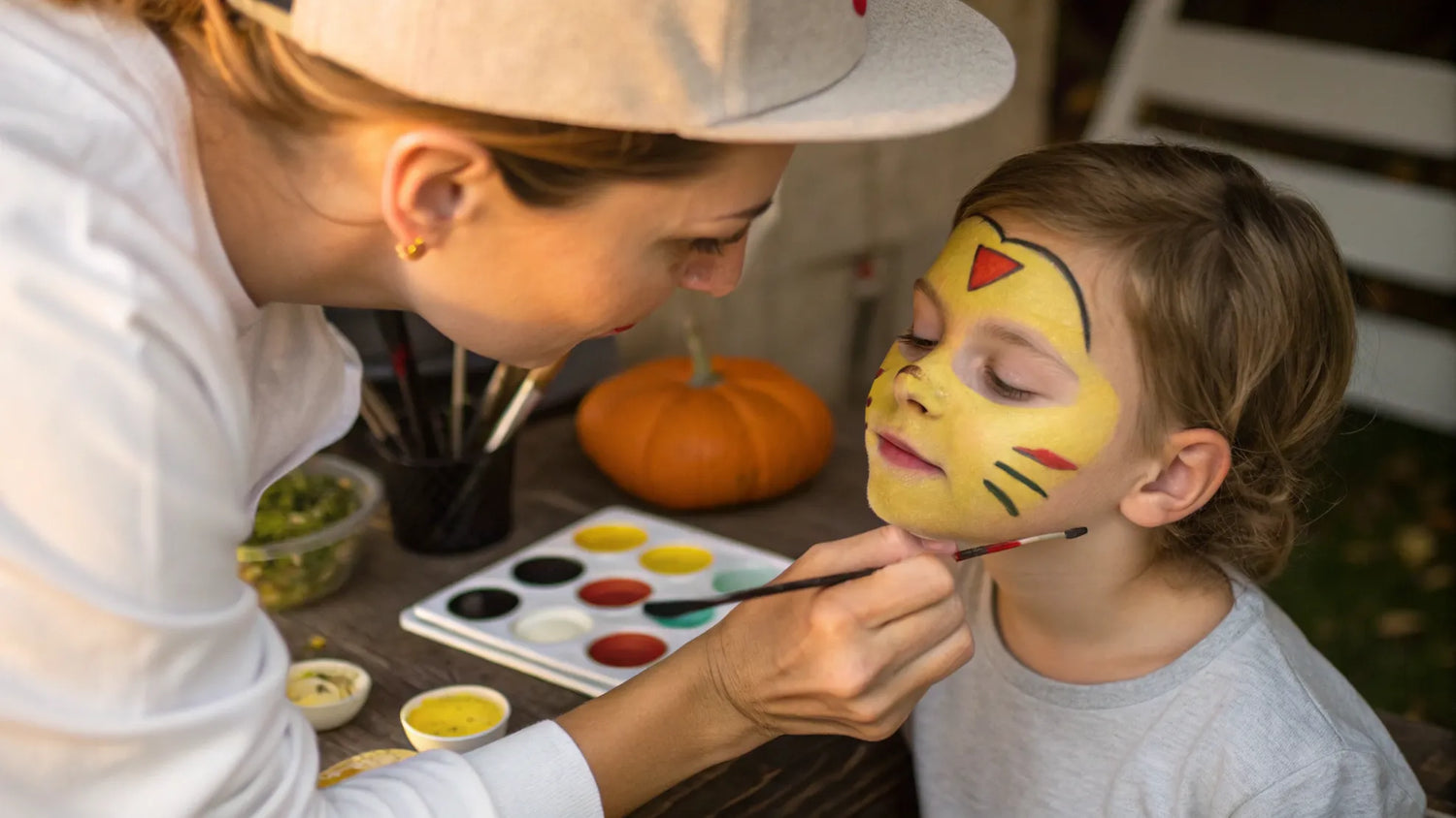 Säker ansiktsfärg för barn till Halloween