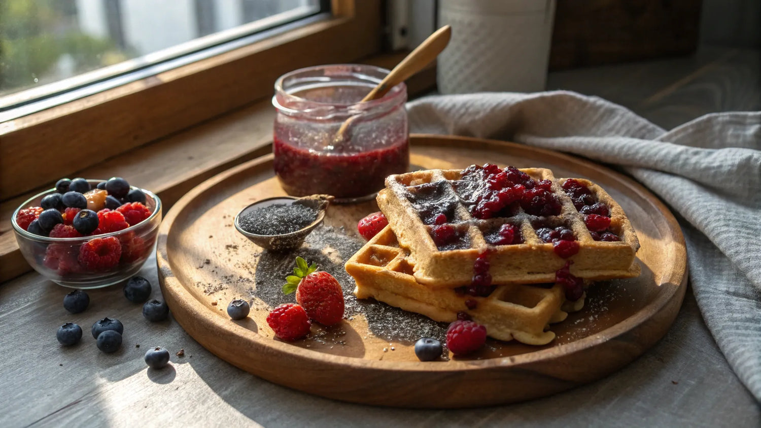 Glutenfria våfflor med hemgjord bärsylt