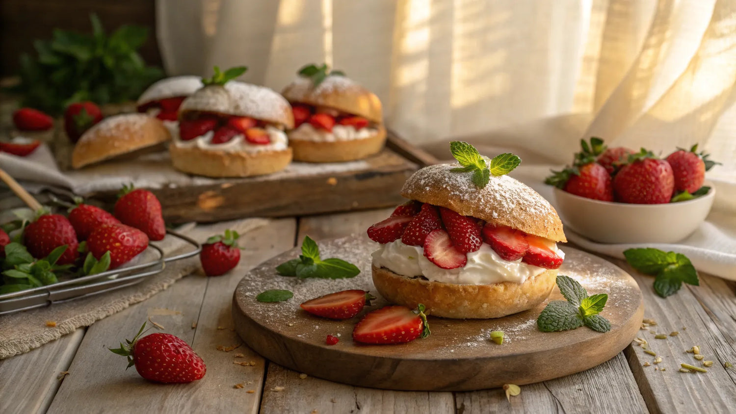 Glutenfria midsommarbullar med kokosgräddsfyllning