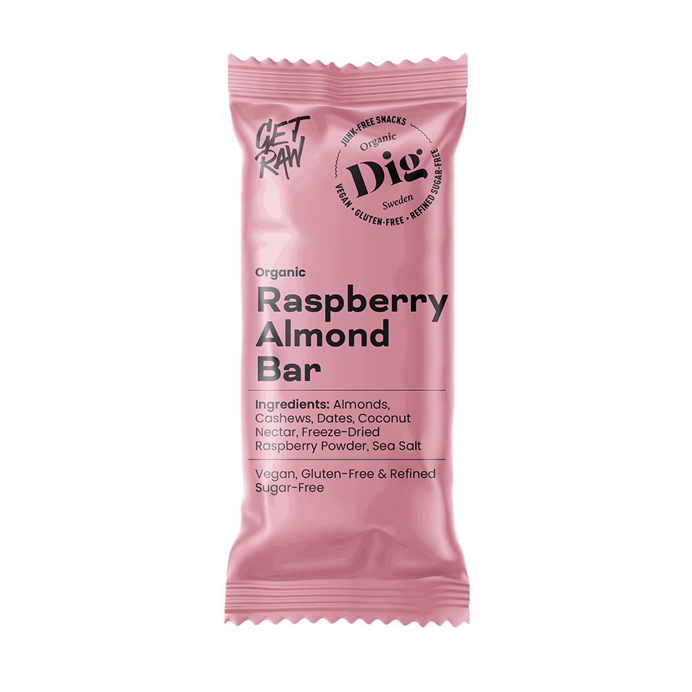 Dig Raspberry & Almond Bar, 12 x 42g organic