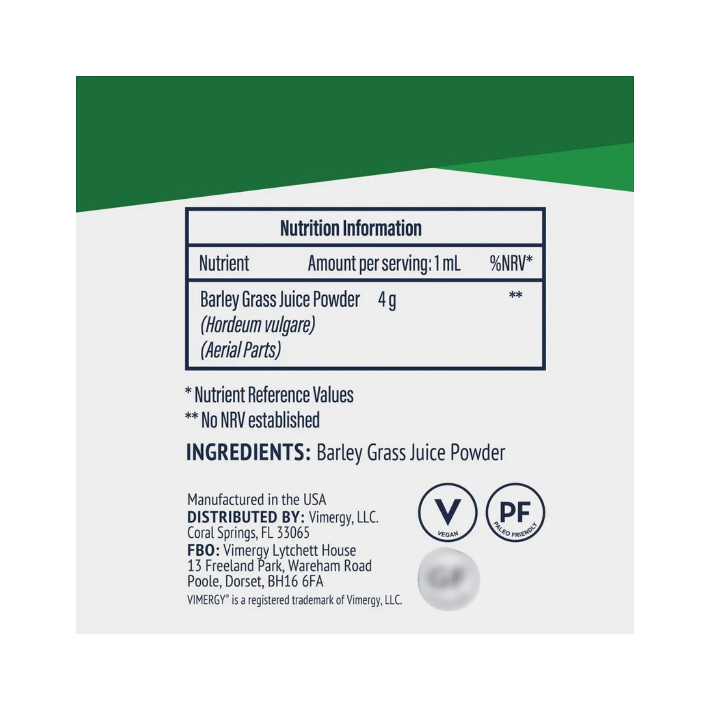 Vimergy RAW Korngräsjuicepulver, 250 g