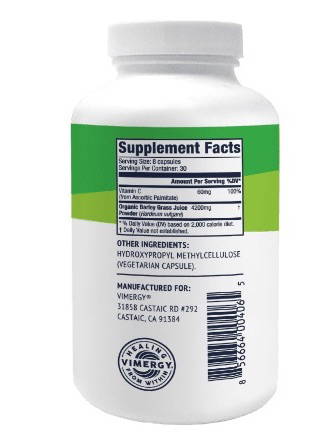 Vimergy RAW Korngräsjuicepulver, 240 kapslar