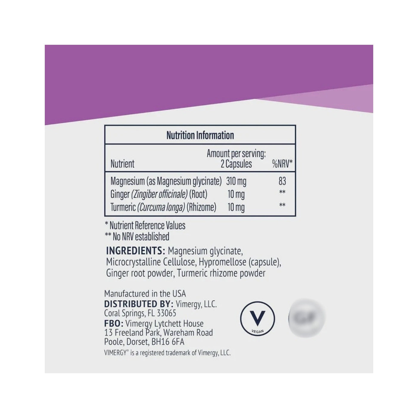 Vimergy Magnesiumglycinat, 180 kapslar