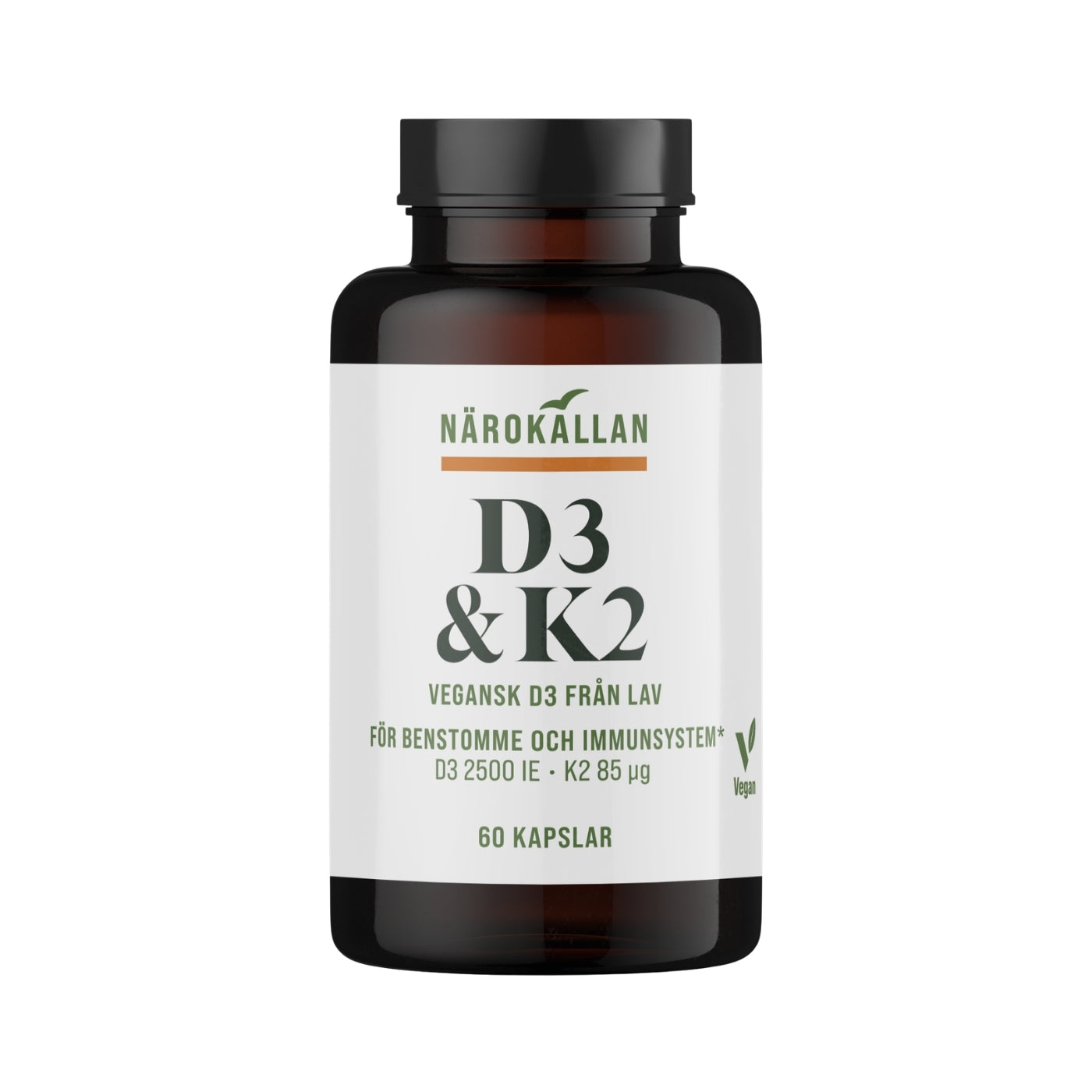Närokällan D-vitamin 2500 + K2 Vegan, 60 kapslar