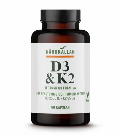 Närokällan Vitamin D 2500 + K2 Vegan, 60 capsules