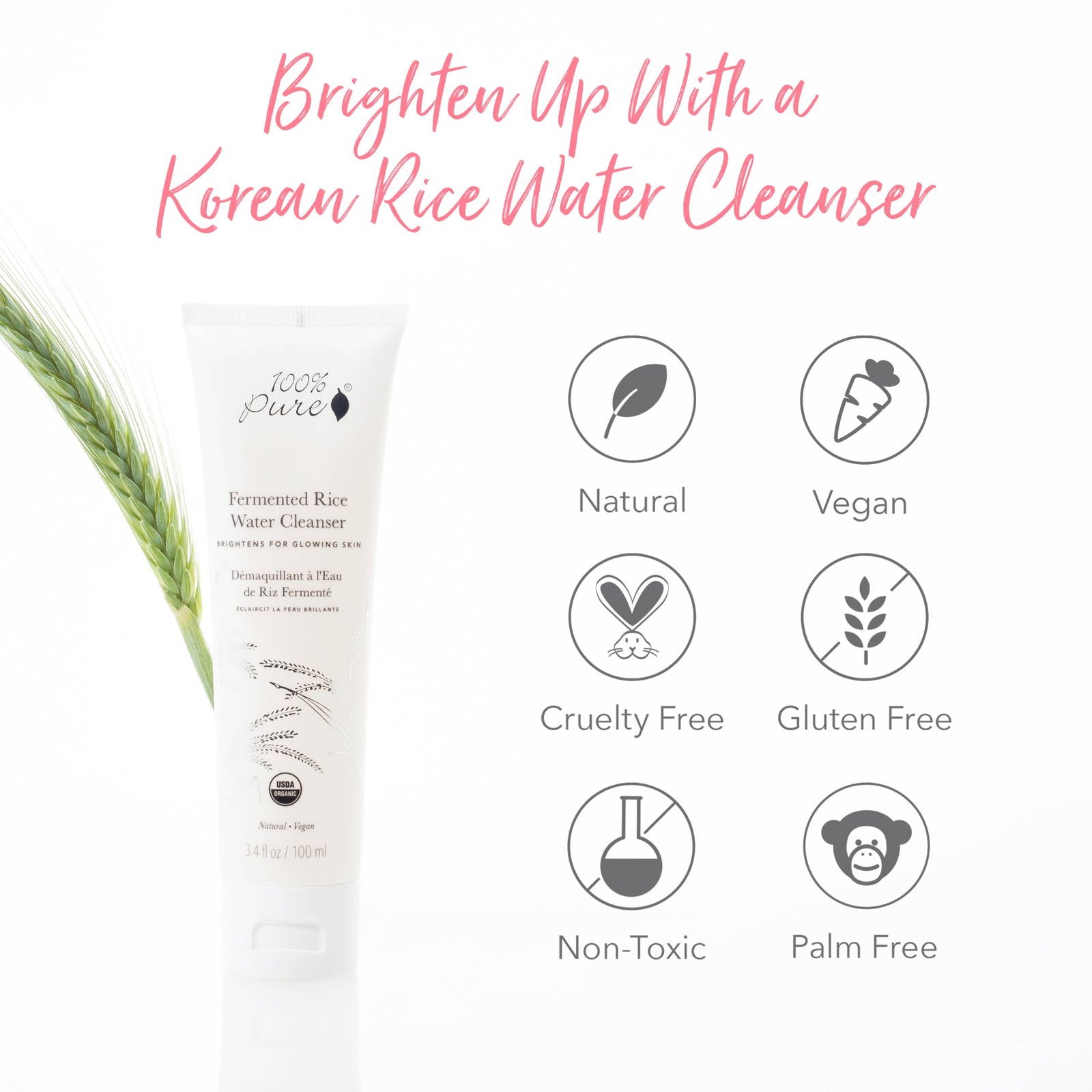 100% Pure Fermented Rice Water Cleanser