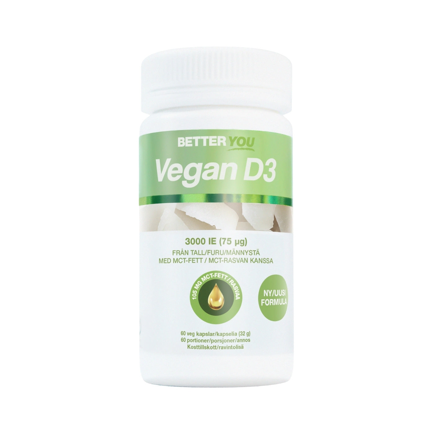 Better You Vegan D3 3000IE + MCT-fett, 60 kapsler