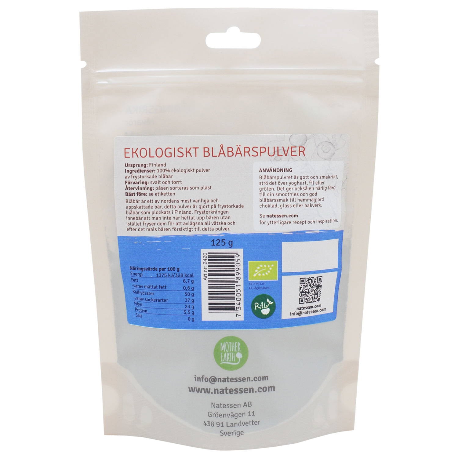 Organic Blueberry Powder 125 grams