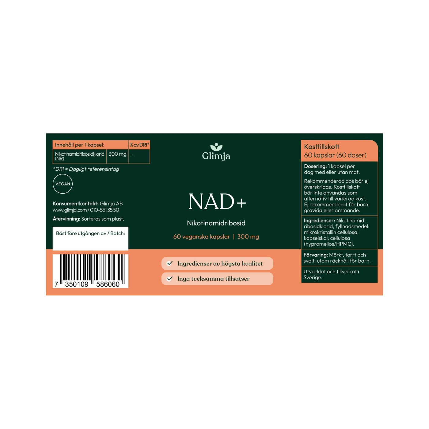 NAD+ 60 kapslar - Glimja