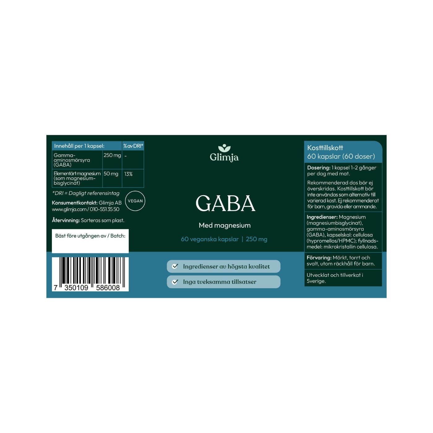 GABA 60 kapsler - Glimja