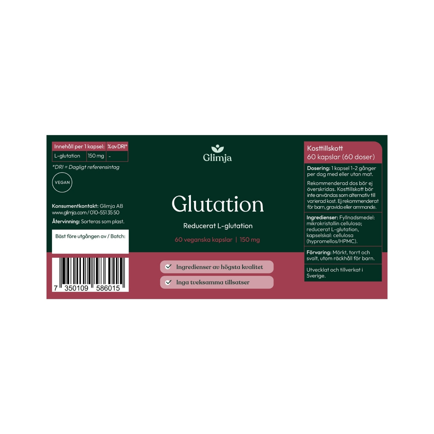 Glutation 60 kapsler - Glimja