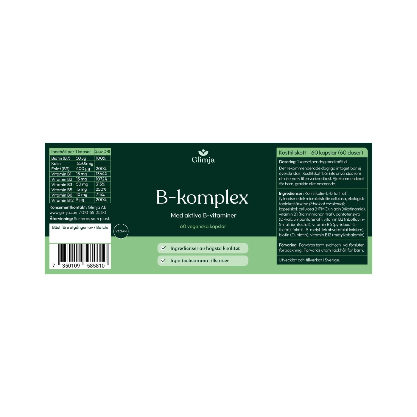 B-Complex 60 capsules - Glimja