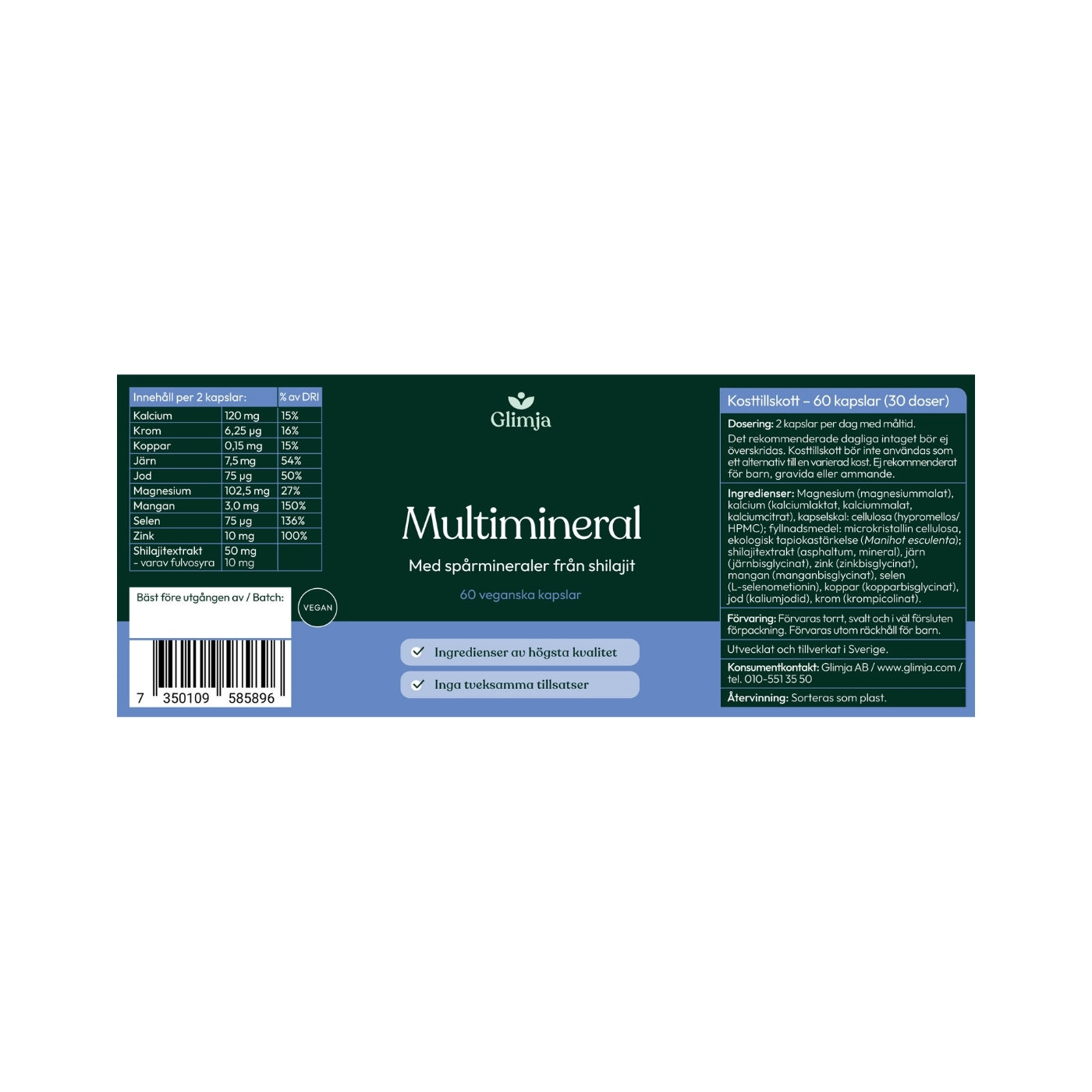 Multimineral 60 kapsler - Glimja