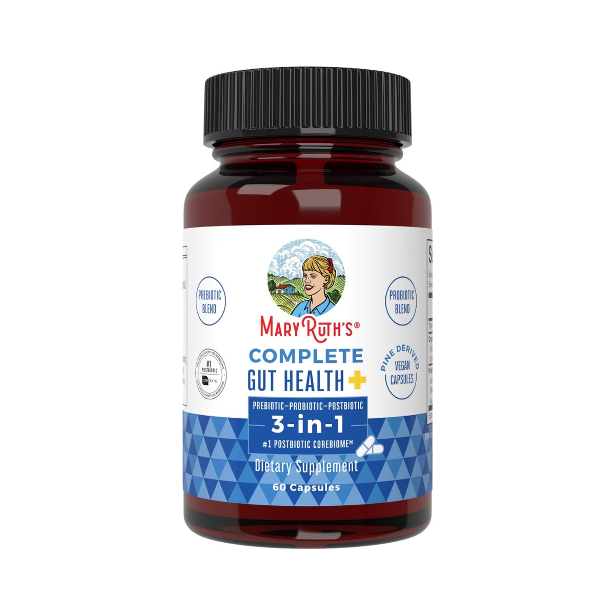 Complete Gut Health+ 3-in-1 / Mjölksyrabakterier & Smörsyra 60 kapslar - MaryRuth`s
