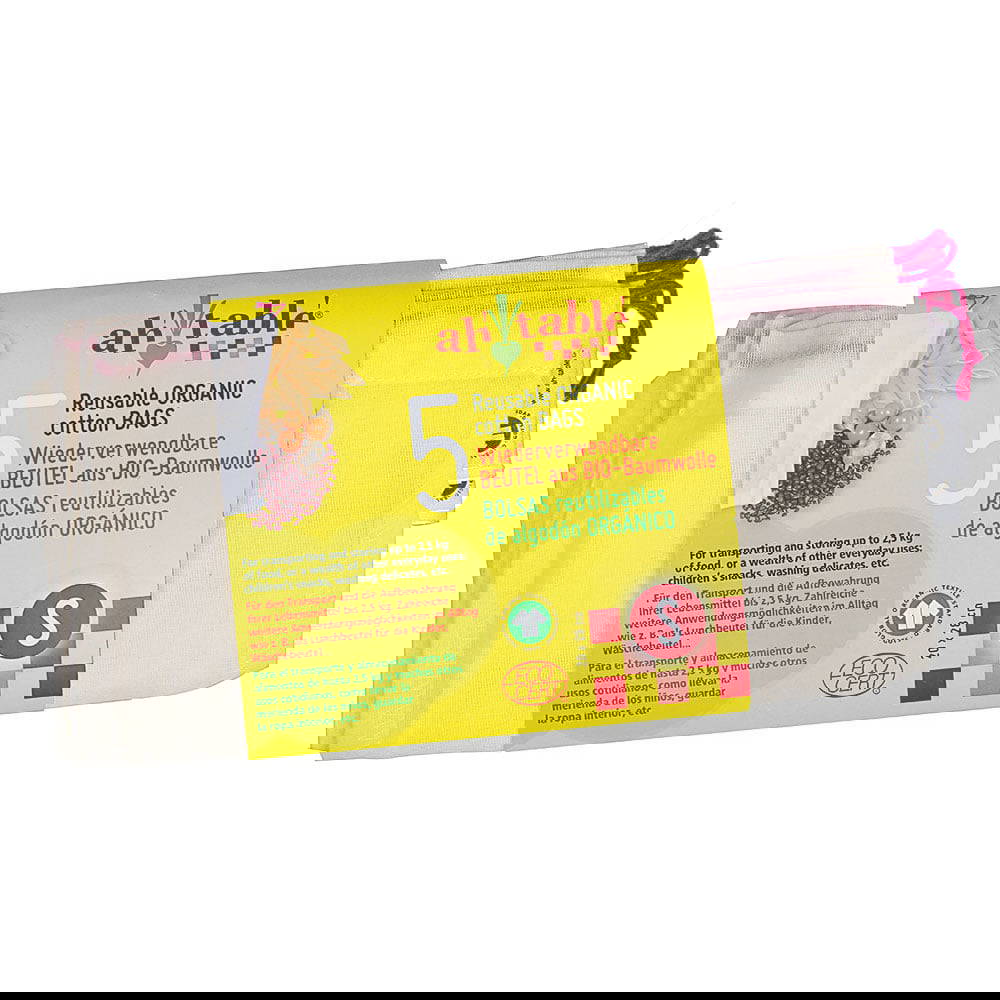 Ah! Table! - Organic Drawstring Fabric Bag Small 5-pack