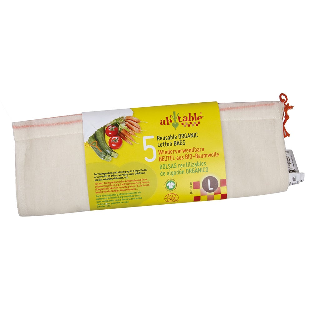 Ah! Table! - Organic Drawstring Fabric Bags Large 5-pack