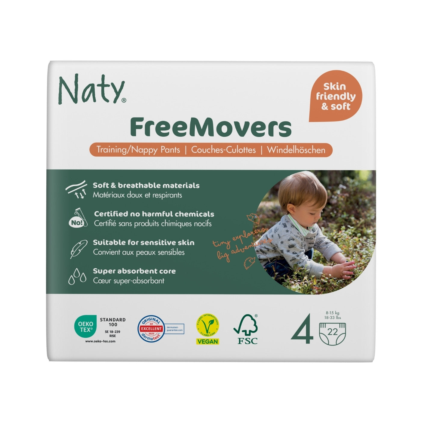 FreeMovers Blöjbyxor 4 (8-15 kg) 22 st - Naty