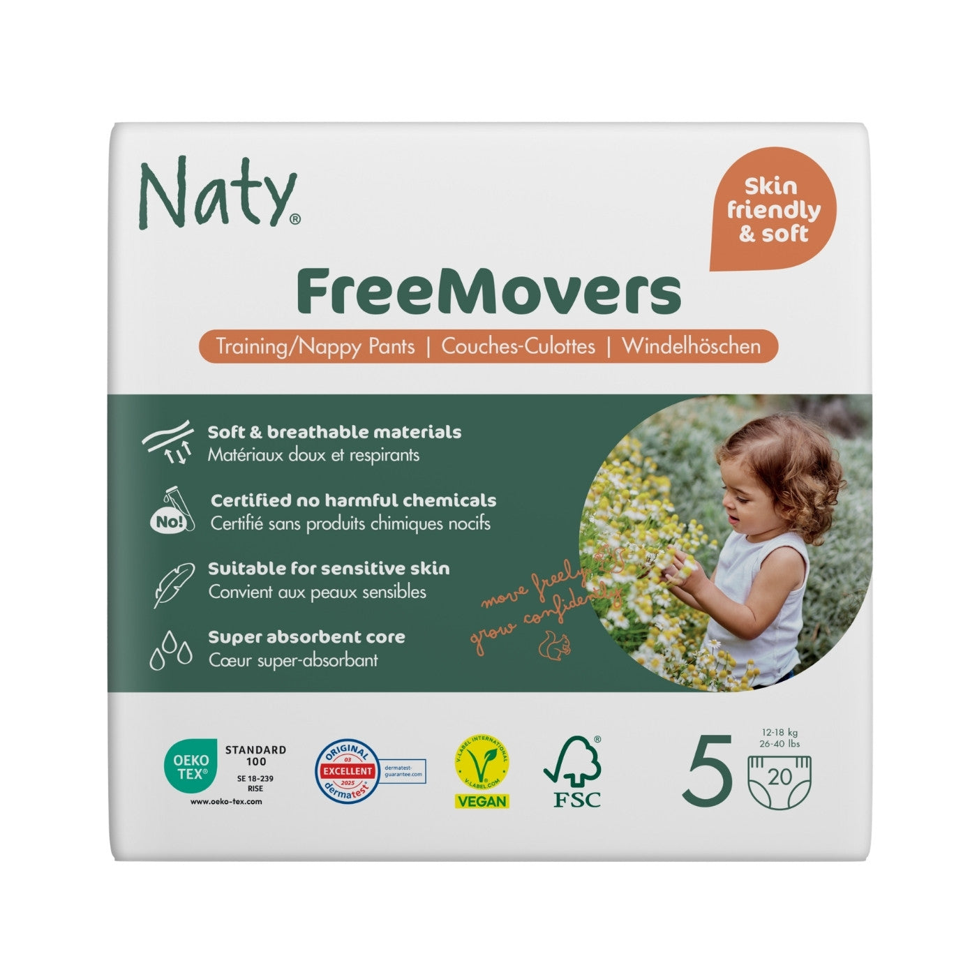 FreeMovers Blöjbyxor 5 (12-18 kg) 20 st - Naty