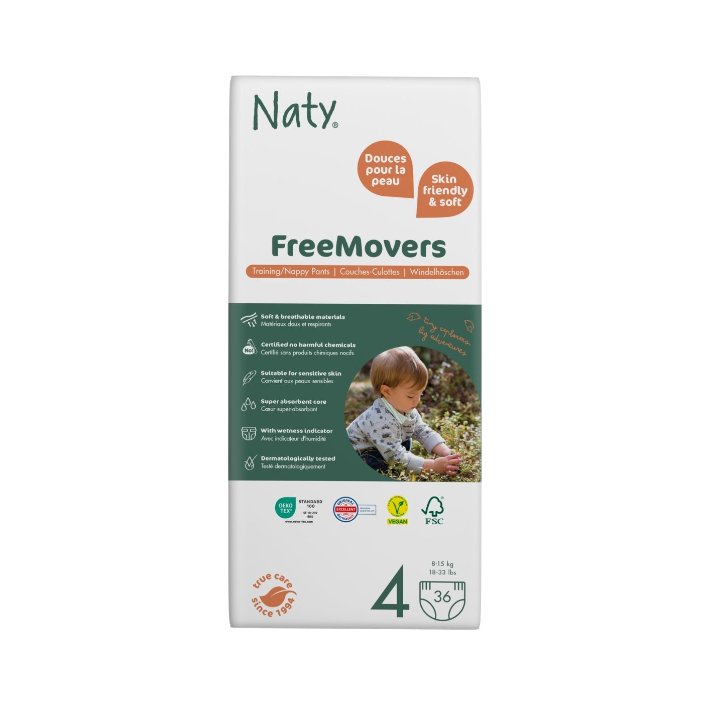 FreeMovers Blöjbyxor 4 (8-15 kg) 36 st - Naty