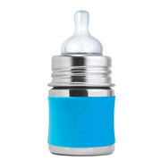 Pura - Stainless Steel Baby Bottle with Silicone Sleeve 150 ml, Aqua