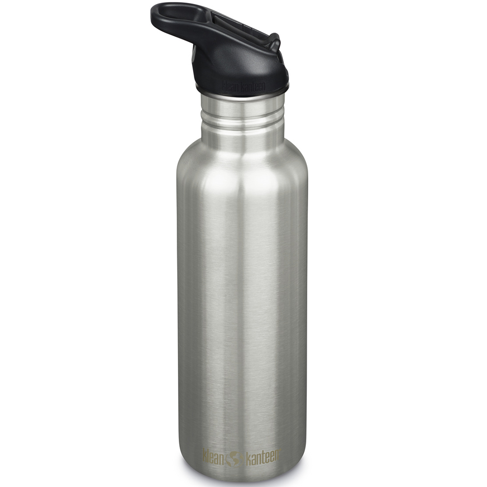 Klean Kanteen - Water Bottle Classic Flip Seal Sport Cap, Brushed Stainless - 800 ml