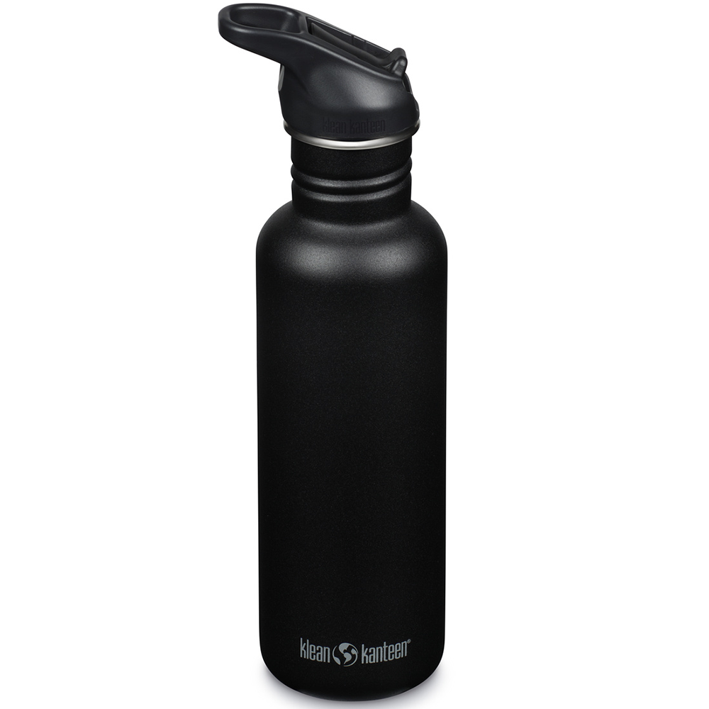Klean Kanteen - Water Bottle Classic Flip Seal Sport Cap, Black - 800 ml
