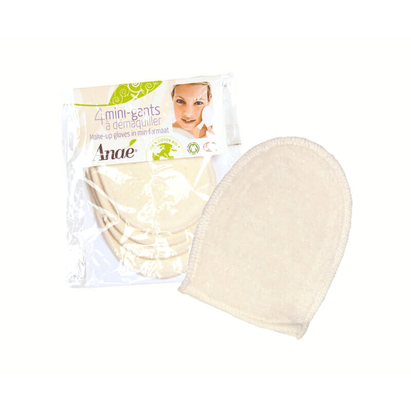 Makeup Glove of Organic Cotton GOTS - Natural White 4-pack