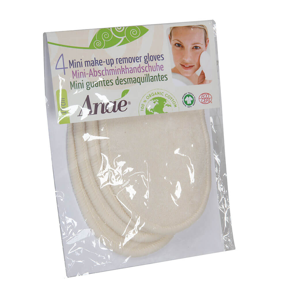 Makeup Glove of Organic Cotton GOTS - Natural White 4-pack
