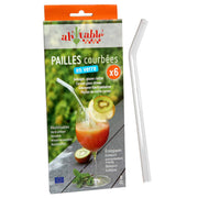 6 Bent Glass Straws + Cleaning Brush