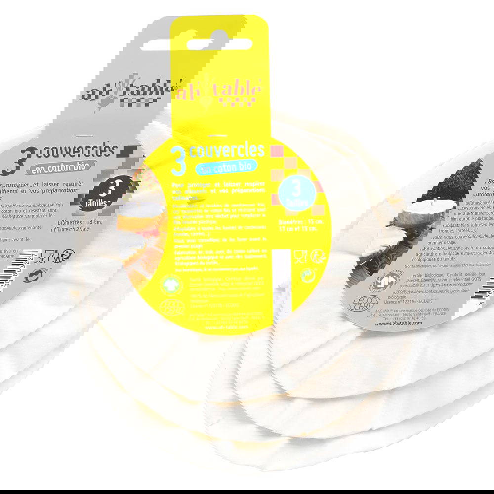 Bowl Covers in Organic Cotton GOTS Set of 3 - Small