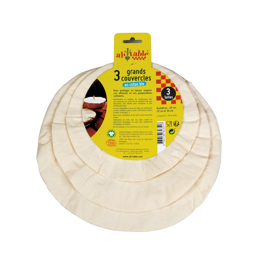 Bowl Covers in Organic Cotton GOTS Set of 3 - Large