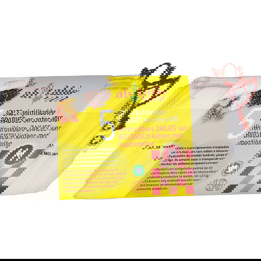 Ah! Table! - Organic Drawstring Fabric Bags Medium 5-pack