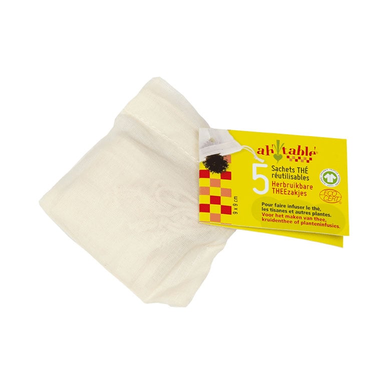 Organic Reusable Tea Bag GOTS Certified - 5-pack