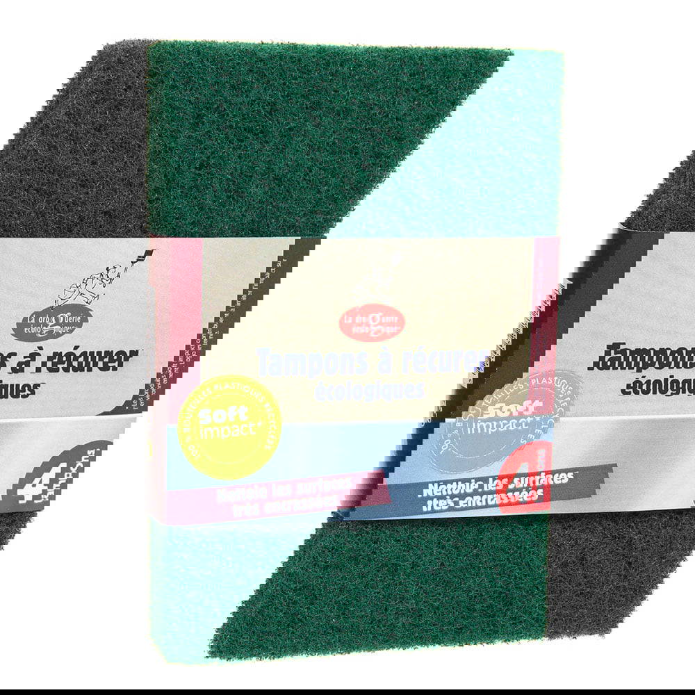 Cleaning Sponge of Recycled PET, Green - 4-pack