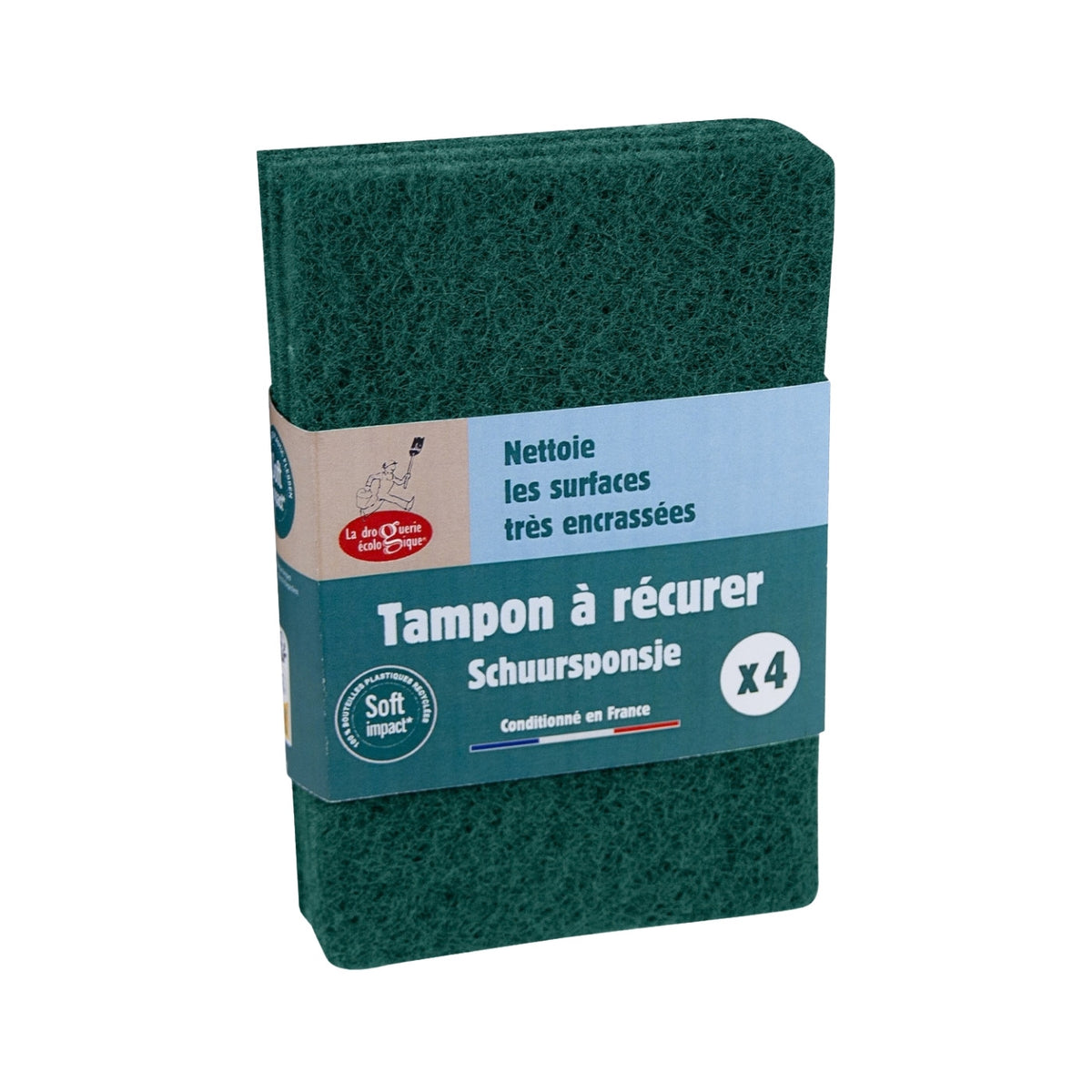 Cleaning Sponge of Recycled PET, Green - 4-pack