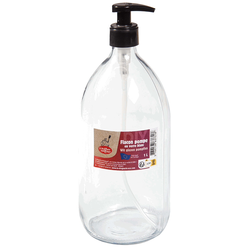 Pump Bottle in Transparent Glass - 1 L