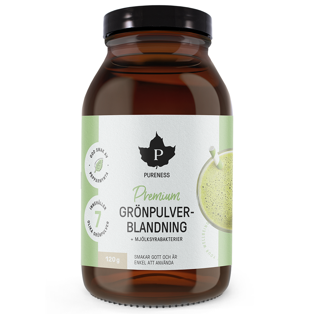 Pureness Premium Grönpulverblandning + mjölksyrabakterier, 120 g