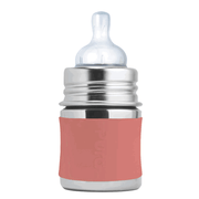 Pura - Stainless Steel Baby Bottle with Silicone Sleeve 150 ml, Rose