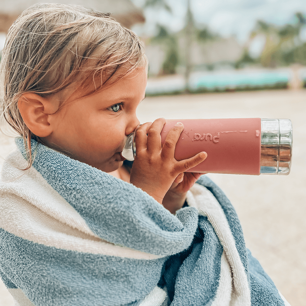 Pura - Insulated Stainless Steel Baby Bottle with Silicone Sleeve 260 ml, Rose