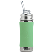 Pura - Kiddo Straw Bottle Stainless Steel with Silicone Sleeve 325 ml, Moss