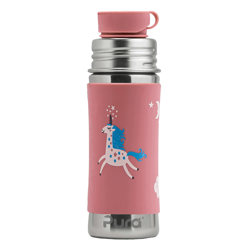 Pura - Sport Water Bottle Stainless Steel with Silicone Sleeve 325 ml, Unicorn