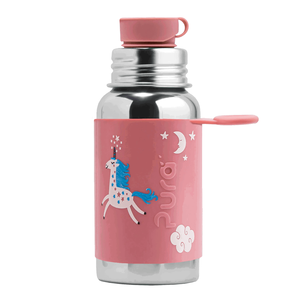 Pura - Sport Water Bottle Stainless Steel with Silicone Sleeve 550 ml, Unicorn