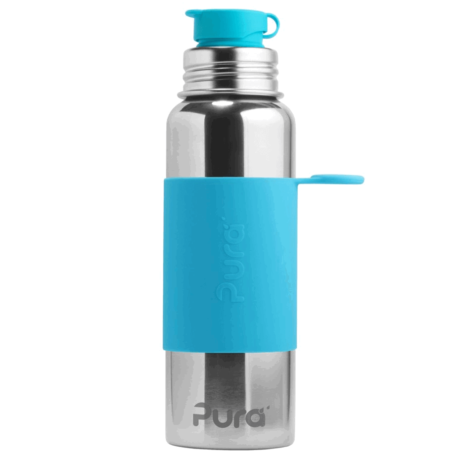 Pura - Sport Water Bottle Stainless Steel with Silicone Sleeve 850 ml, Aqua