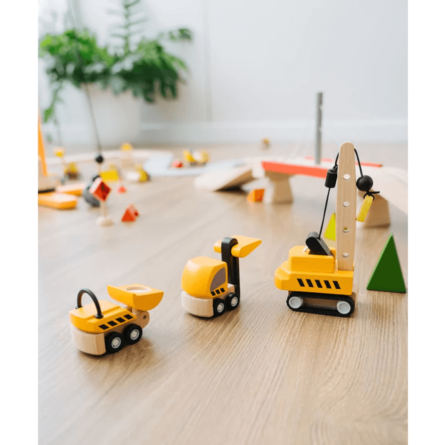 PlanToys - Small Construction Vehicles Orange, 3 pcs