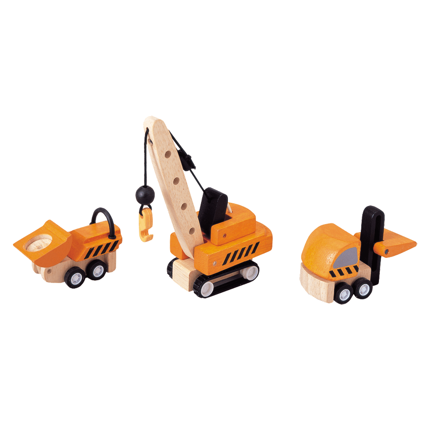 PlanToys - Small Construction Vehicles Orange, 3 pcs