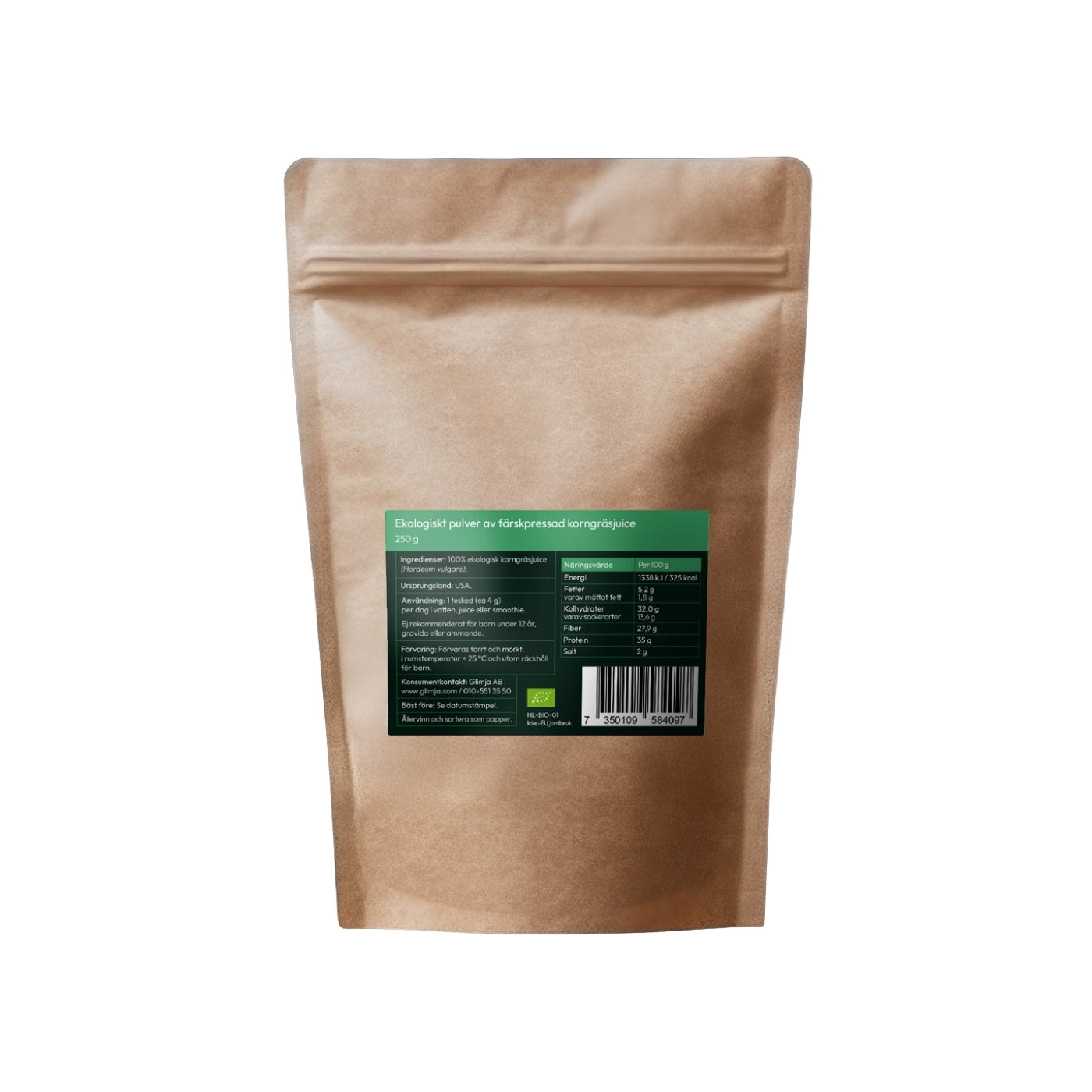 Glimja Organic Wheatgrass Juice Powder, 250g