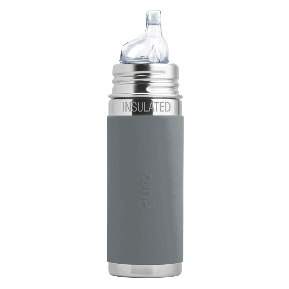 Pura - Insulated Stainless Steel Sippy Cup with Silicone Sleeve 260 ml, Slate