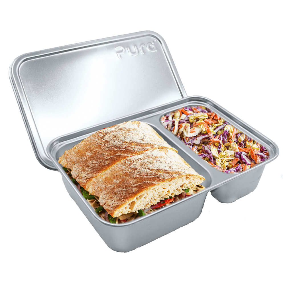 Pura - Lunch Container Stainless Steel Divided - Large